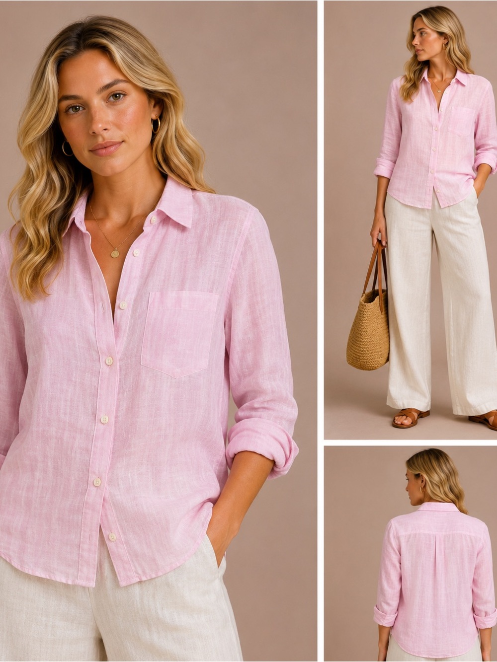 GAP Soft Pink Linen Button-Down Shirt